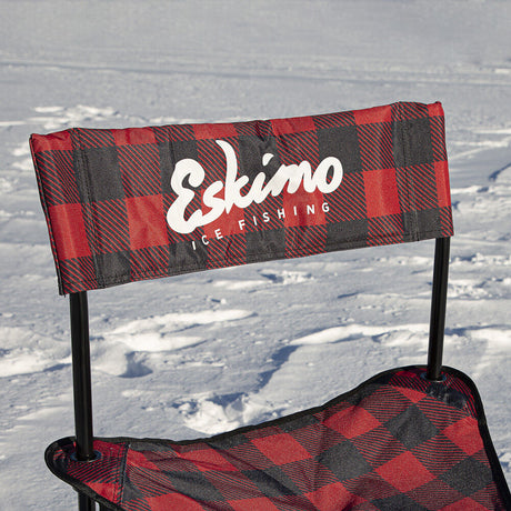 Folding Ice Fishing Chair with 600 Denier Plaid Pattern Fabric and Carrying Bag 34789