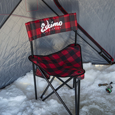 X-Large Folding Ice Fishing Chair with 600 Denier Plaid Pattern Fabric 34779