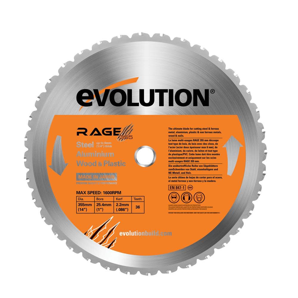 14-in 36-Tooth Rough Finish Tungsten Carbide-tipped Steel Chop Saw Blade RAGE355BLADE