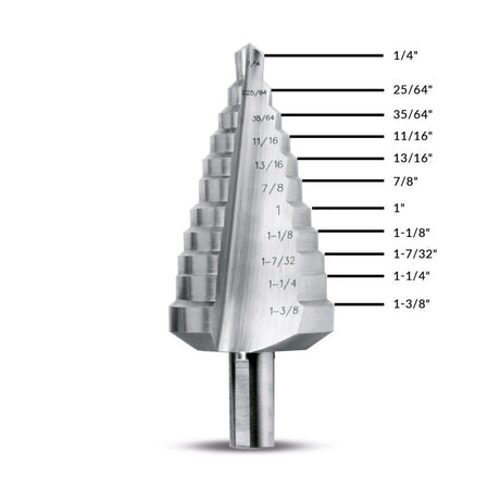 1/4in-1 3/8in Straight Flute Premium Step Drill SD-11