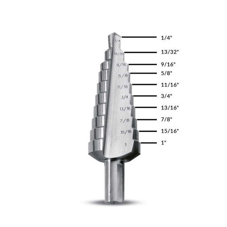 1/4in- 1in Straight Flute Premium Step Drill Bit SD-10