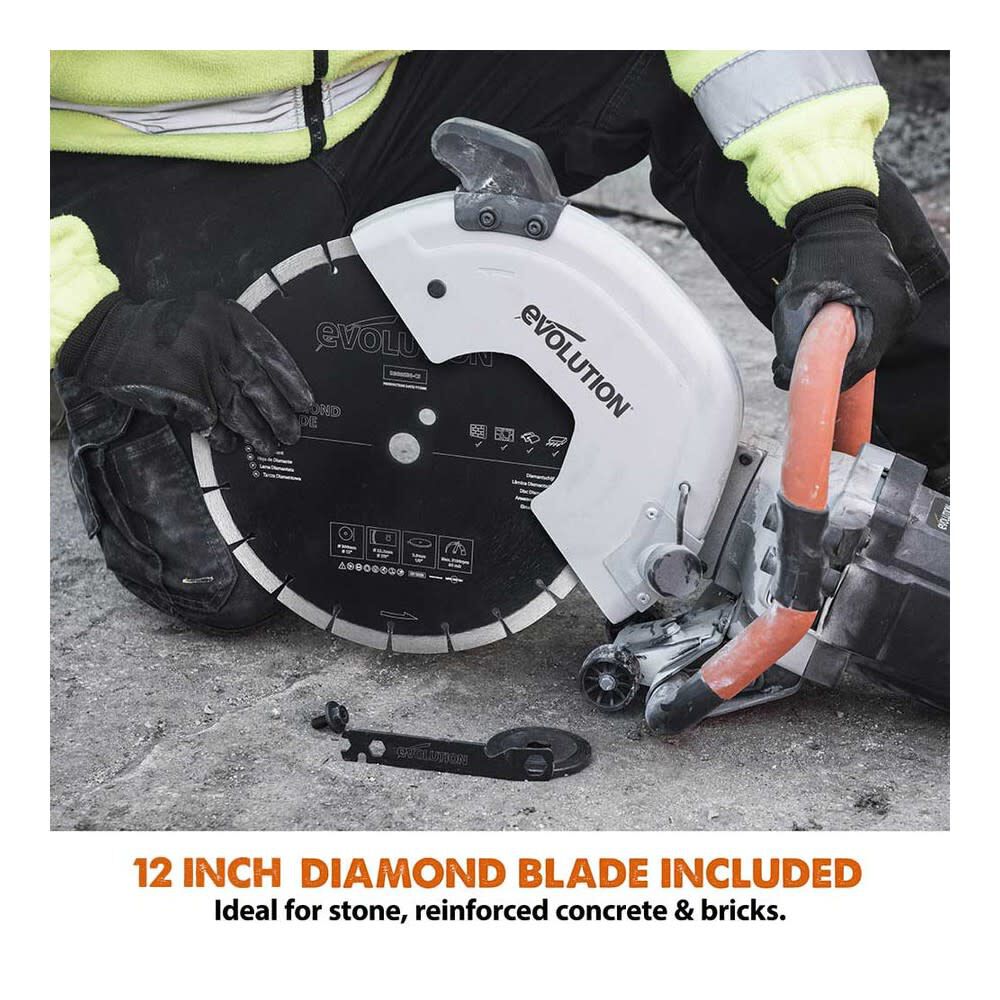 15A 4600 Rpm 12 in Electric Concrete Cut-Off Saw with Diamond Blade R300DCT