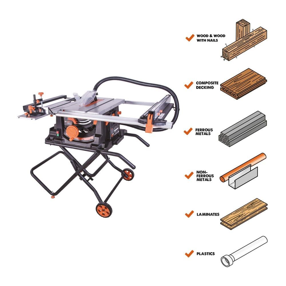 Jobsite Table Saw with Foldable Stand and 10 in Cutting Blade RAGE5-S