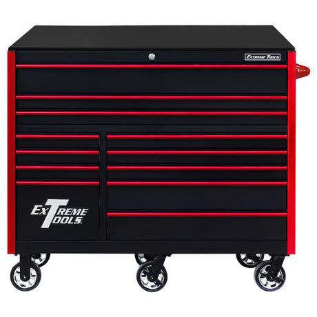 Tools 55in Black Roller Cabinet with Red Drawer Pulls RX552512RCBKRD-X