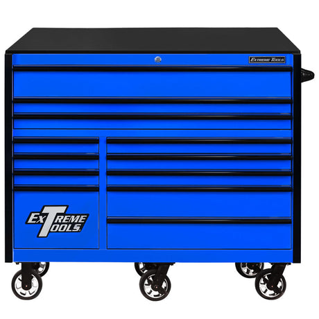 Tools 55in Blue Roller Cabinet with Black Drawer Pulls RX552512RCBLBK-X