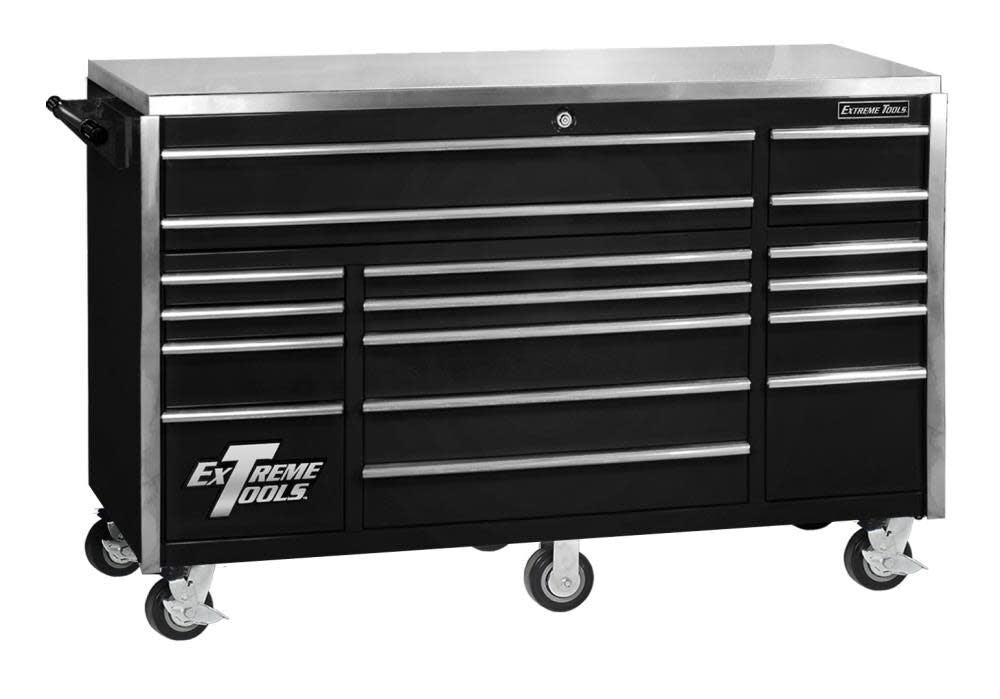 72 In. 17 Drawer Triple Bank Professional Roller Cabinet - Black EX7217RCBK