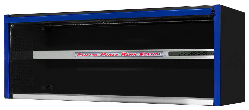72in Black Power Workstation Hutch with Blue EX7201HCQBKBL