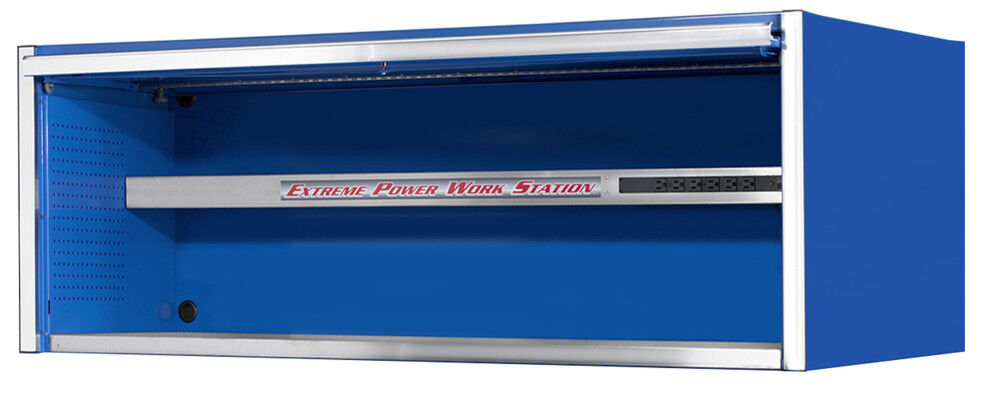 72in Blue Power Workstation Hutch with Chrome EX7201HCQBLCR