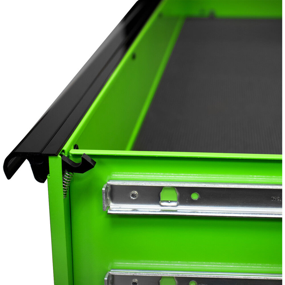 72in Green Roller Cabinet with Black Drawer Pulls EX7217RCQGNBK