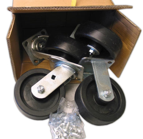 Roll Casters 5in Caster Set 3200lb Capacity Brakes Polyolefin EZ-50-POSET