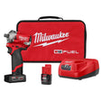 M12 FUEL 12V Lithium-Ion Brushless Cordless Stubby 1/2 In. Impact Wrench Kit with Pin Detent, 2 Batteries and Bag