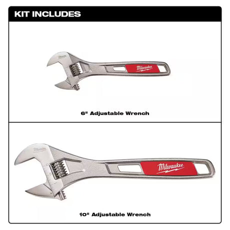 6 In. and 10 In. Adjustable Wrench Set