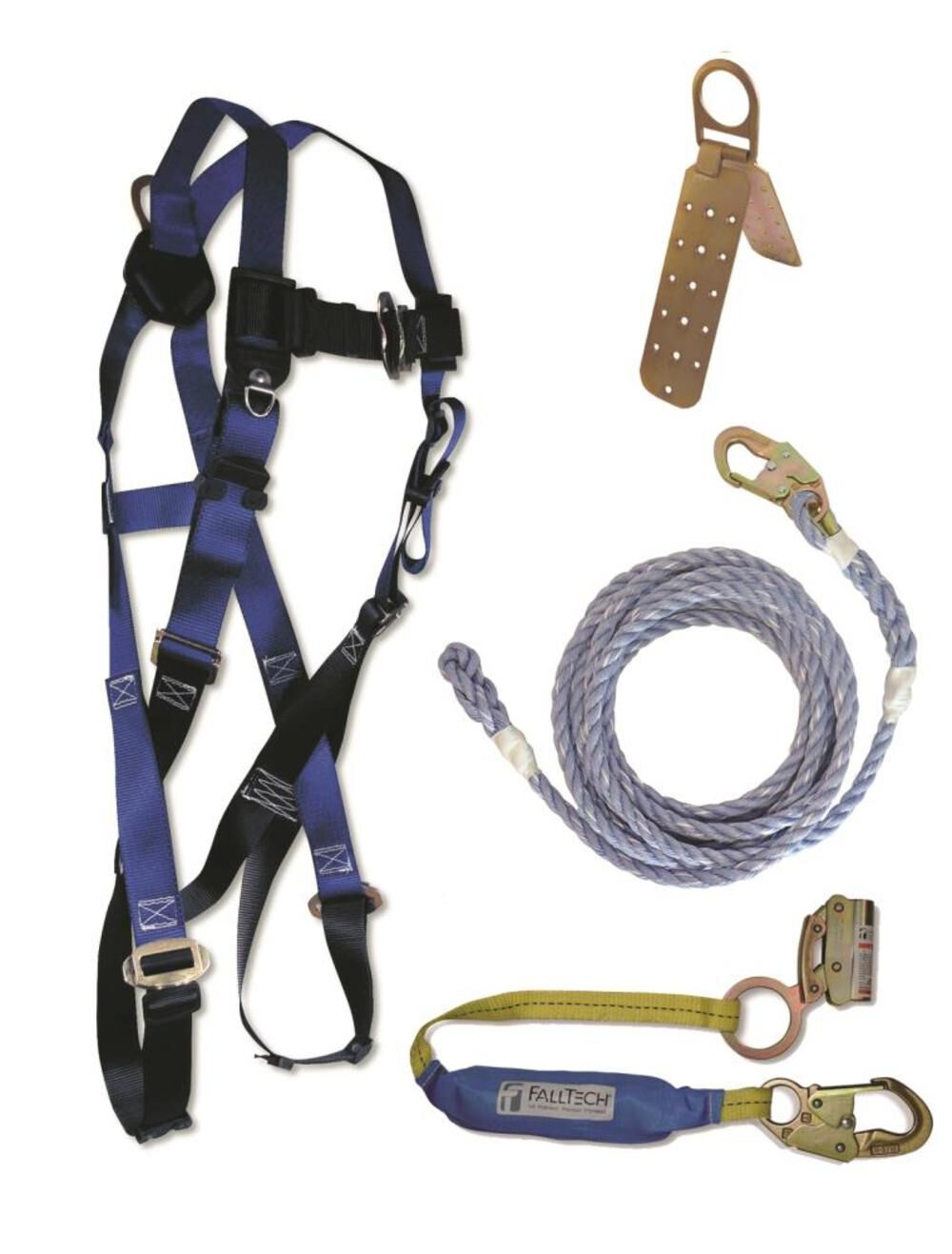 Roofers Kit 7015 Harness 8149 VLL 8353LT SAL with Manual Grab 7410 Roof Anchor 8593A