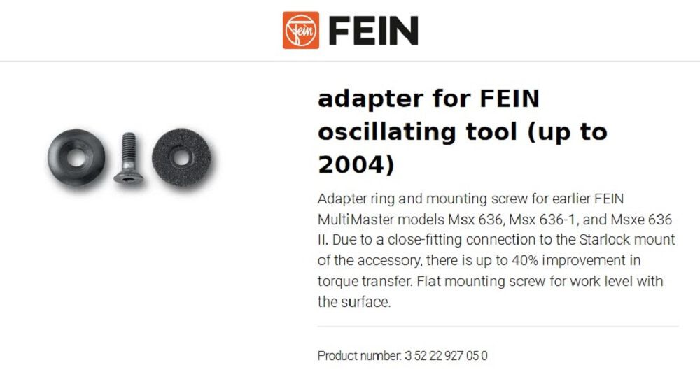 Adapter for Fein Oscillator up to 2004 35222927050