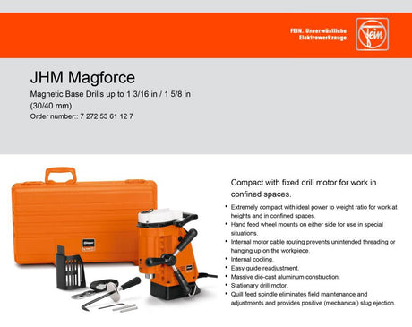 JHM Magforce SLUGGER Magnetic Drill 1-5/8 In. Capacity 72725361127
