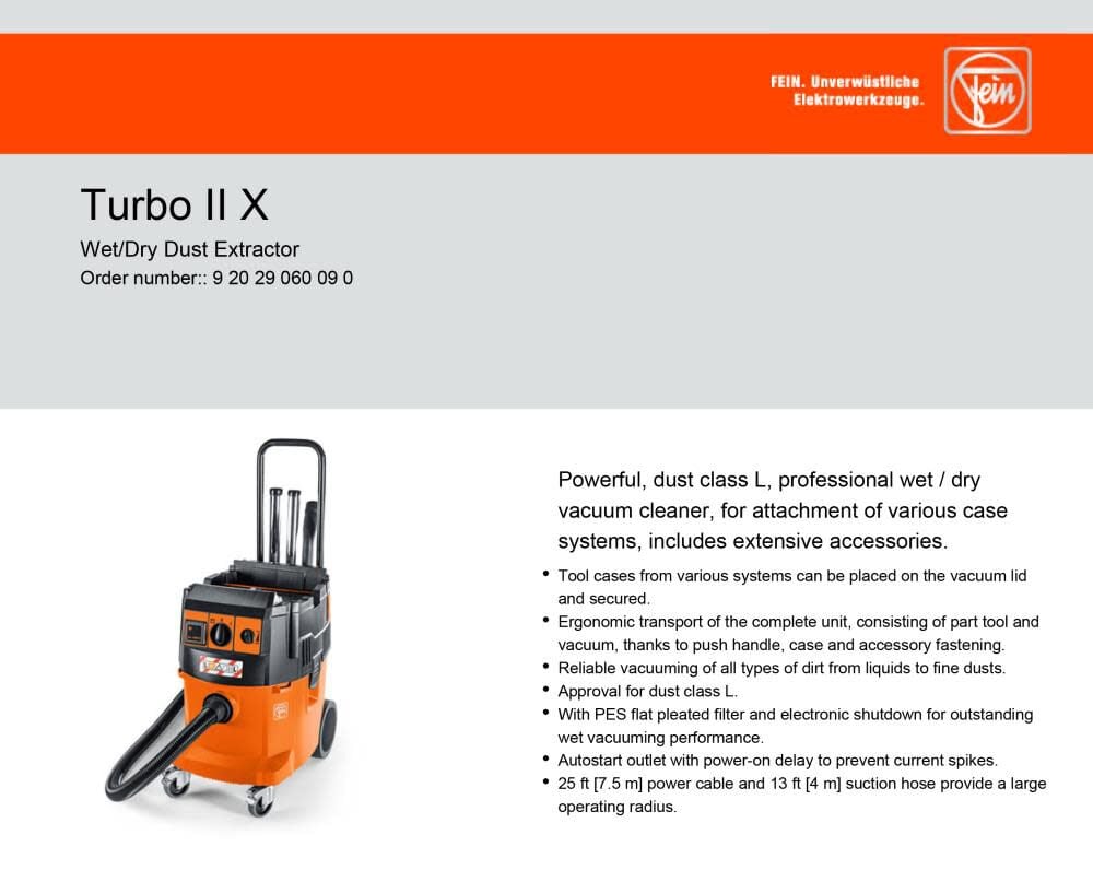 Turbo II X Professional Wet/Dry Vacuum Cleaner with Included Accessory Set 9.2 Gallon 92029060090