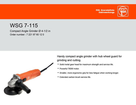 WSG7-115 4-1/2 In. Angle Grinder 72219760120