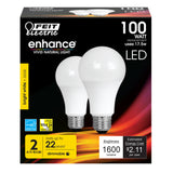 100W A19 3000K Dimmable Enhance LED Bulb 2pk OM100DM/930CA/2