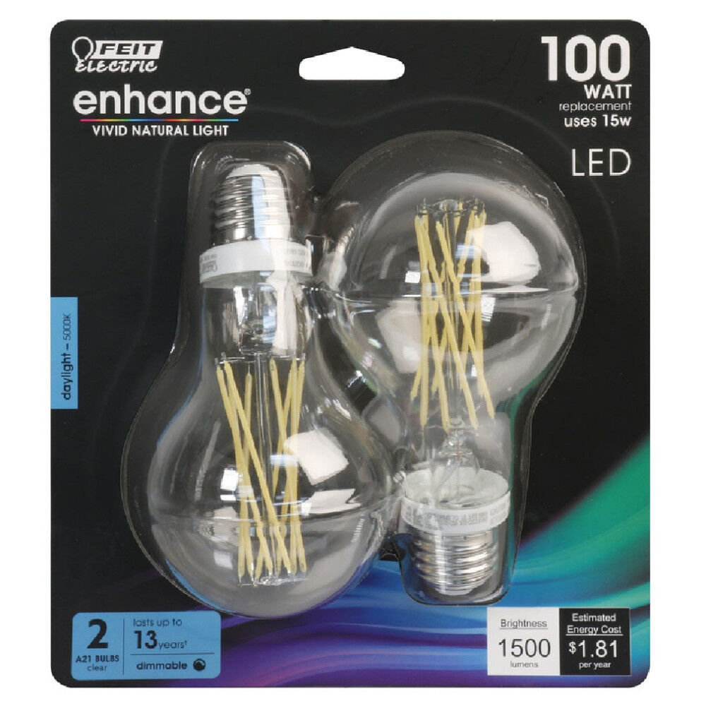 100W A21 5000K Enhance Filament LED Bulb 2pk BPA1900C950CAF2