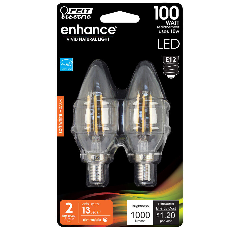 100W Blunt Tip 2700K Filament LED Bulb 2pk CTC100927CAFIL2