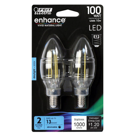 Electric 100W Blunt Tip 5000K Filament LED Bulb 2pk CTC100950CAFIL2