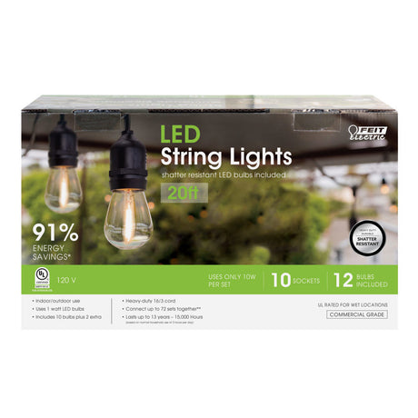 Electric 120V 20' 10-Lights Outdoor LED String Light Set 72122