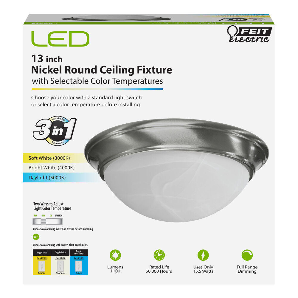 15.5W 1100 Lumens Dome LED Ceiling Light Fixture DOME13/4WY/NK