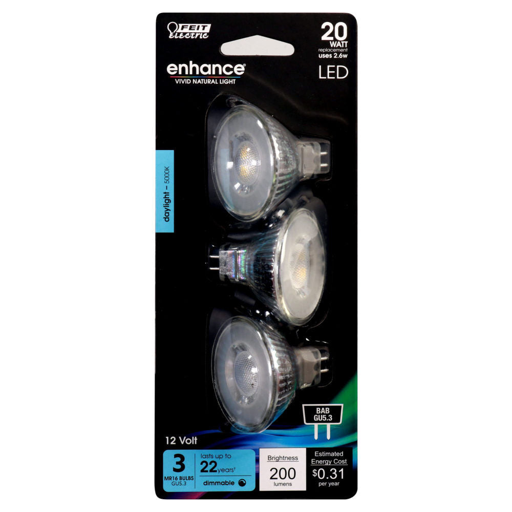 20W MR16 GU5.3 5000K Reflector LED Bulb 3pk BPBAB/950CA/3