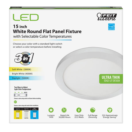 22.5W 1650 Lumen Round LED Flat Panel Light Fixture 74212