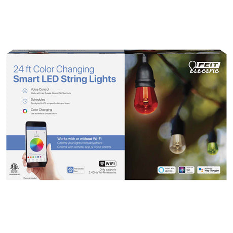 Electric 24' 120V 18.5W 4-Pin Smart WiFi LED String Light SL24-12/RGBW/AG