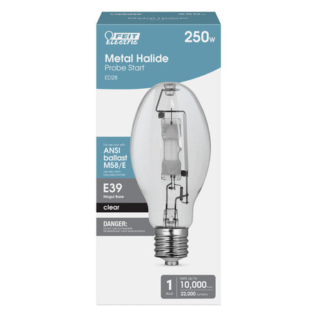 250W ED28 Clear Metal Halide HID Bulb 1pk MH250/U/HDRP
