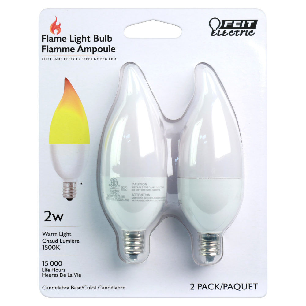 2W E12 LED Flame Tip Effect Bulb 2pk BPFLAME/C/LED/2