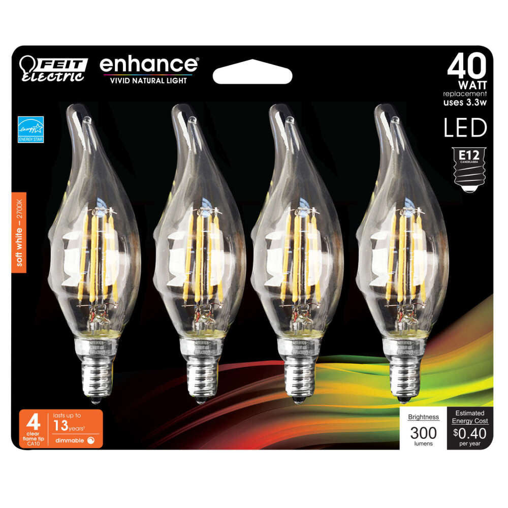 40W CA10 2700K Enhance Filament LED Bulb 4pk CFC40927CAFL4RP