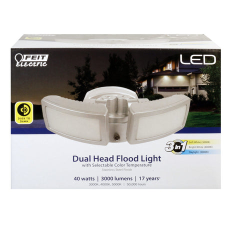 Electric 40W Dual Head Dusk to Dawn LED Security Floodlight S10DFL/3WYDDSS