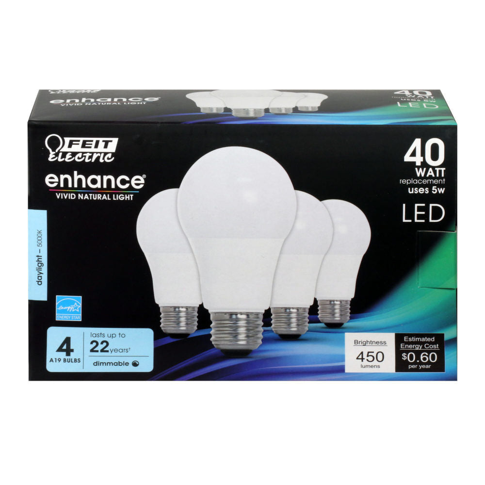 40W Enhance A19 5000K Dimmable LED Bulb 4pk OM40DM/950CA/4