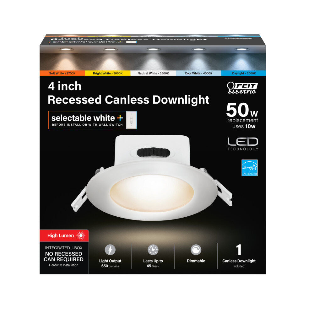 4in 120V 10W LED Recessed Canless Downlight LEDR4JBX/6WYCA