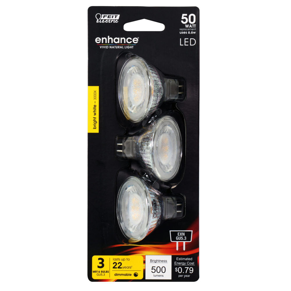 50W MR16 GU5.3 3000K Dimmable LED Bulb 3pk BPEXN/930CA/3