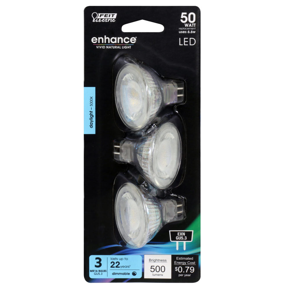 50W MR16 GU5.3 5000K Dimmable LED Bulb 3pk BPEXN/950CA/3