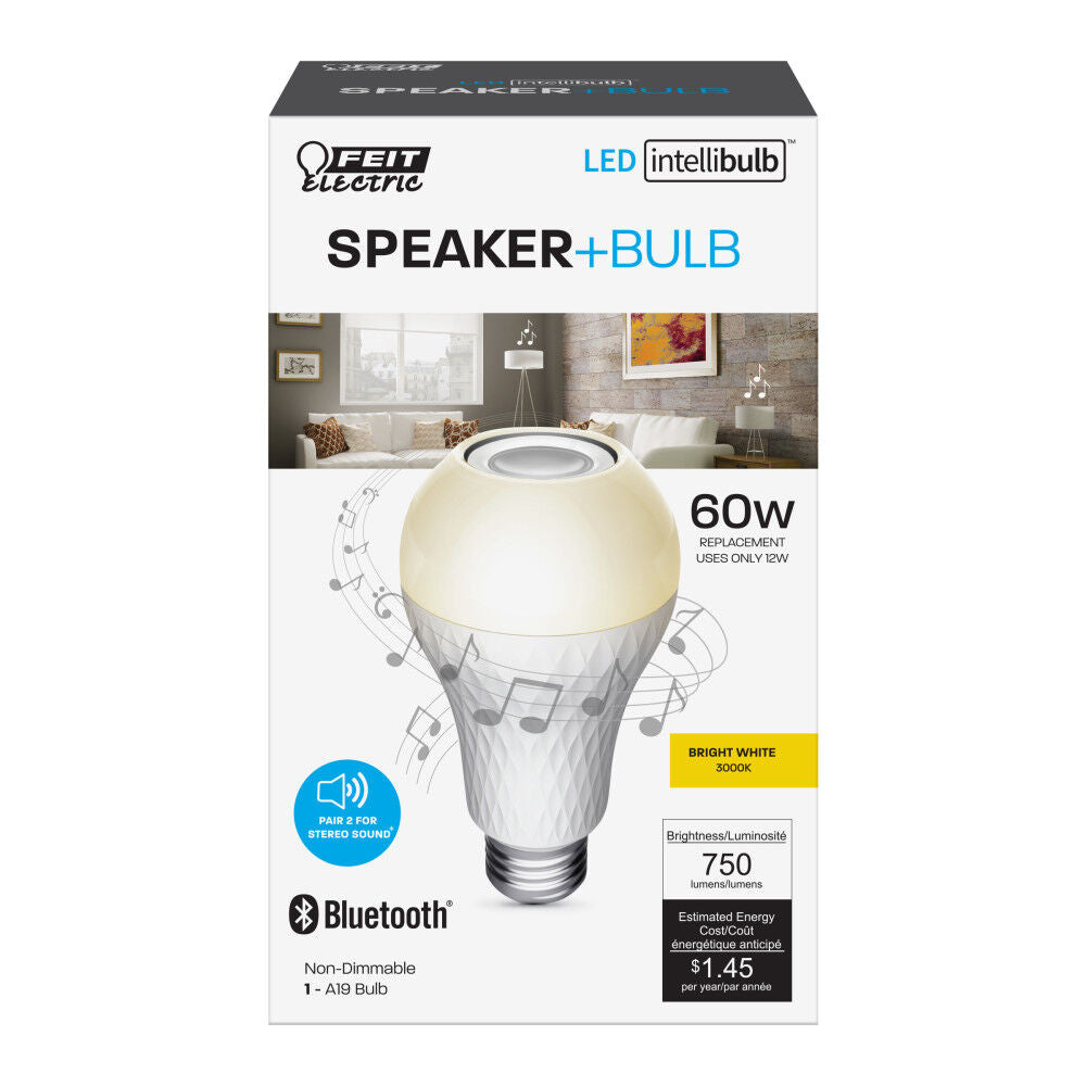 60W A19 3000K LED Light Bulb with Speaker 1pk BTOM60830LEDI