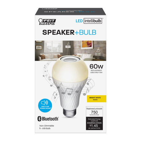 60W A19 3000K LED Light Bulb with Speaker 1pk BTOM60830LEDI