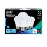 60W Enhance A19 5000K Dimmable LED Bulb 4pk OM60DM/950CA/4