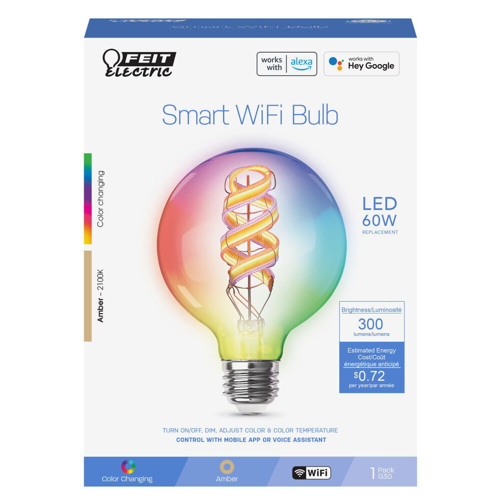 60W G30 Spiral Filament LED Smart Bulb 1pk G3060/RGBWFILAG