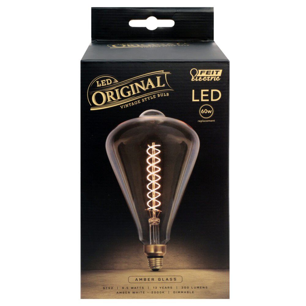 60W ST52 2000K Straight Tapered LED Bulb 1pk ST52/S/820/LED