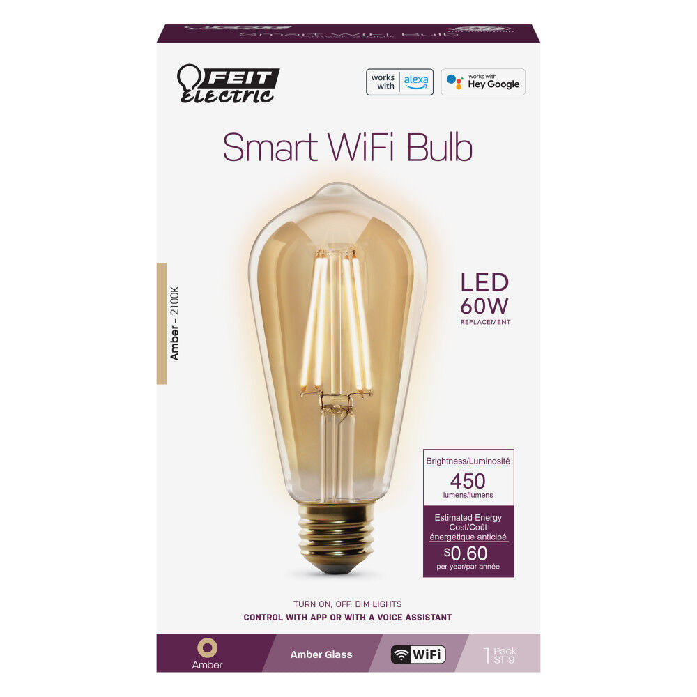 60W Vintage ST19 Smart WiFi LED Bulb 1pk ST1960/FIL/AG