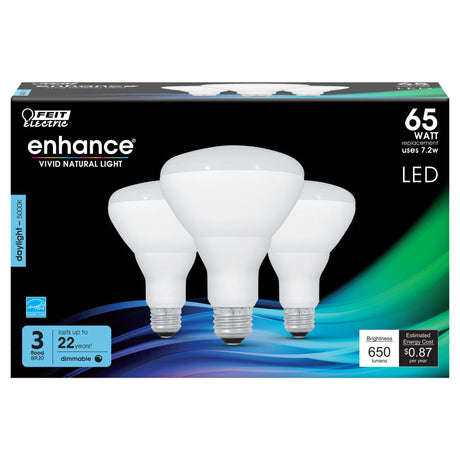 Electric 65W BR30 5000K Dimmable LED Bulb 3pk BR30DM/950CA/3