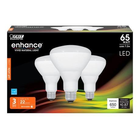 Electric 65W BR30 Soft White Dimmable LED Bulb 3pk BR30DM/927CA/3