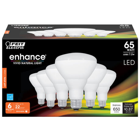 Electric 65W BR30 Soft White Dimmable LED Bulb 6pk BR30DM/927CA/6