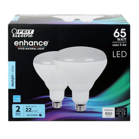 Electric 65W BR40 5000K Dimmable LED Bulb 2pk BR40DM/950CA/2