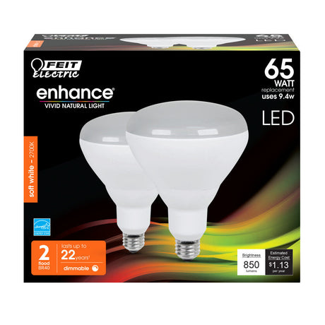 Electric 65W BR40 Soft White Dimmable LED Bulb 2pk BR40DM/927CA/2