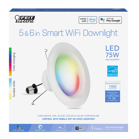 6in 120V 11.1W RGBW Smart LED Recessed Downlight LEDR6/RGBW/AG